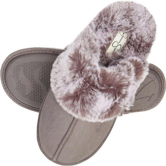 Women'S Comfy Faux Fur House Slipper Slip-On Scuff Memory Foam Soft Plush Lining